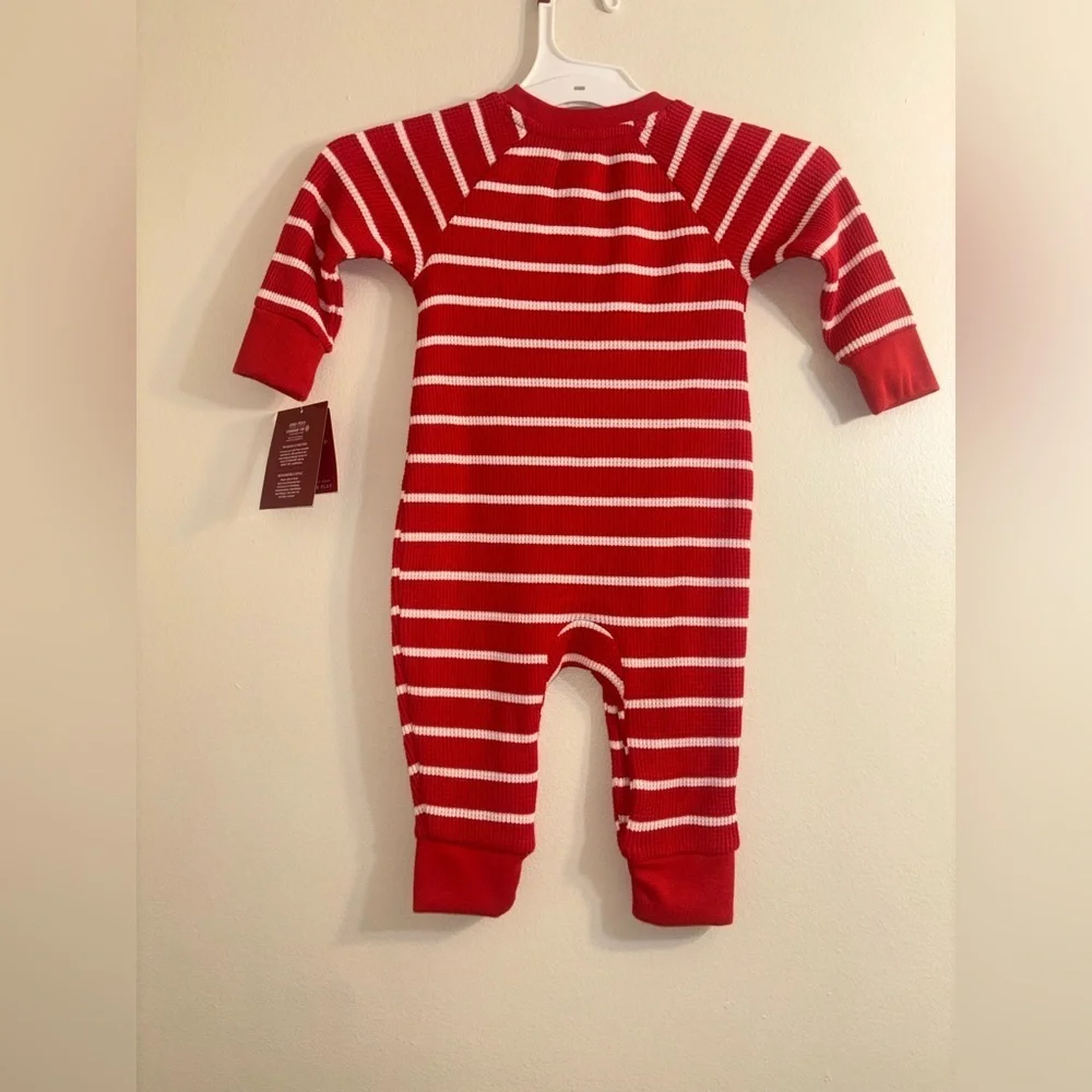 Wondershop 6-9 Months Red White Stripe Long Sleeve Romper